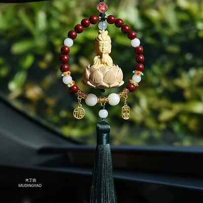 Car hanging | Car Interior Pendant Wholesale - guanyin-peace-blessing-green-tassel