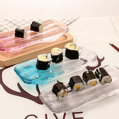 Japanese cuisine transparent glass tableware rectangular sushi sashimi platter soy sauce dish flavor dish creative plate