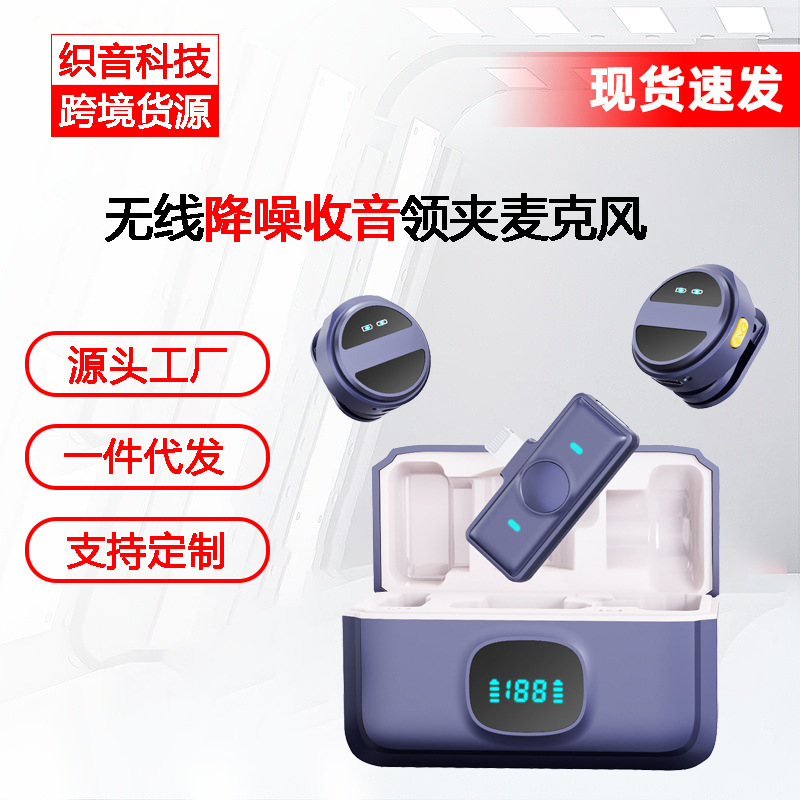 Suministro transfronterizo micrófono de clip de cuello inalámbrico SX21 uno a dos con micrófono de reverberación de reducción de ruido de radio de almacenamiento de carga