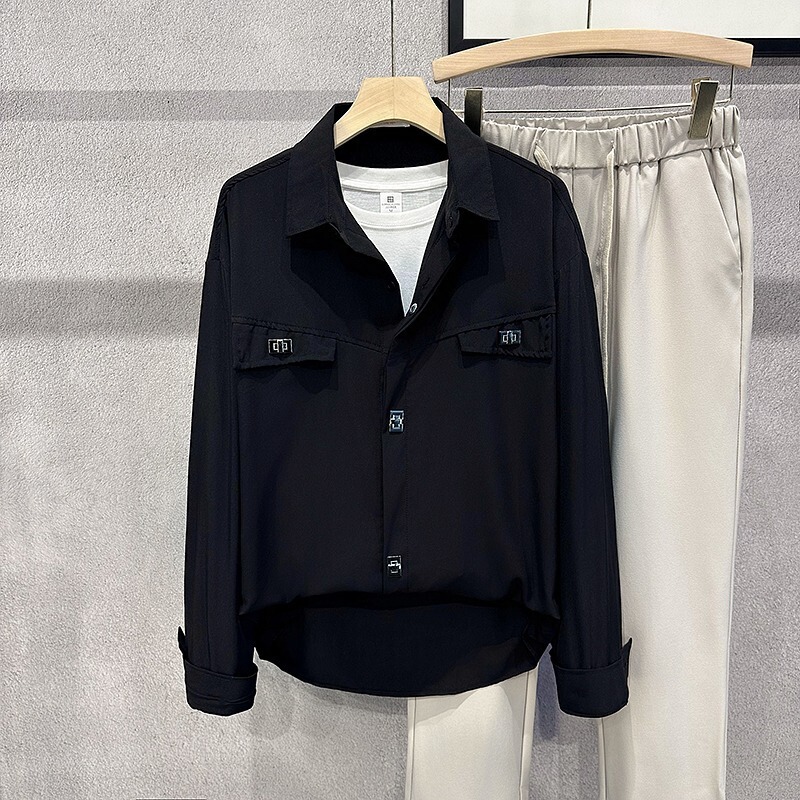 Hairstylist Shirt Men's Long-Sleeved Autum High-End Men's Fashion Brand Design Niche Handsome Spring and Autum Tops Shirt