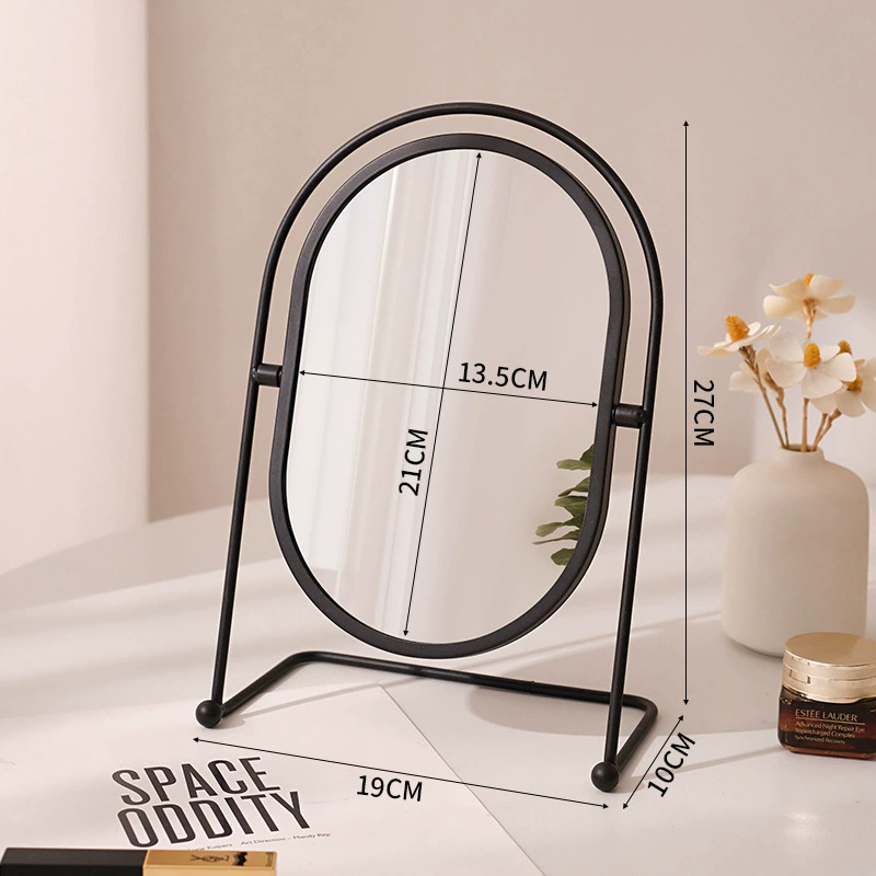 Dressing Table Mirror — Rotatable Oval Desktop Mirror, Silver/Gold/Black, Multiple Sizes
