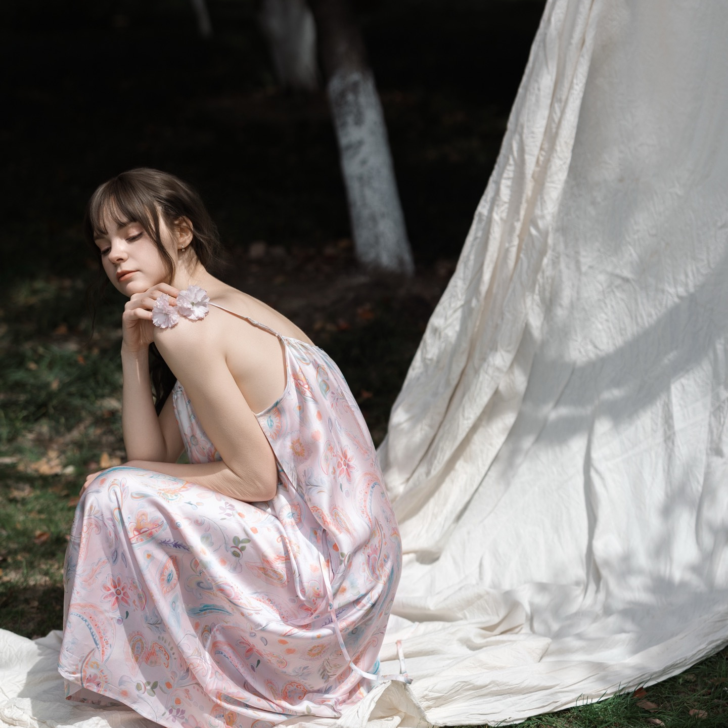 떨어지는 꽃과 꽃가루 (MOS 오리지널! 수입 텐셀, 가볍고 매끄럽고 물처럼 유연해요~)