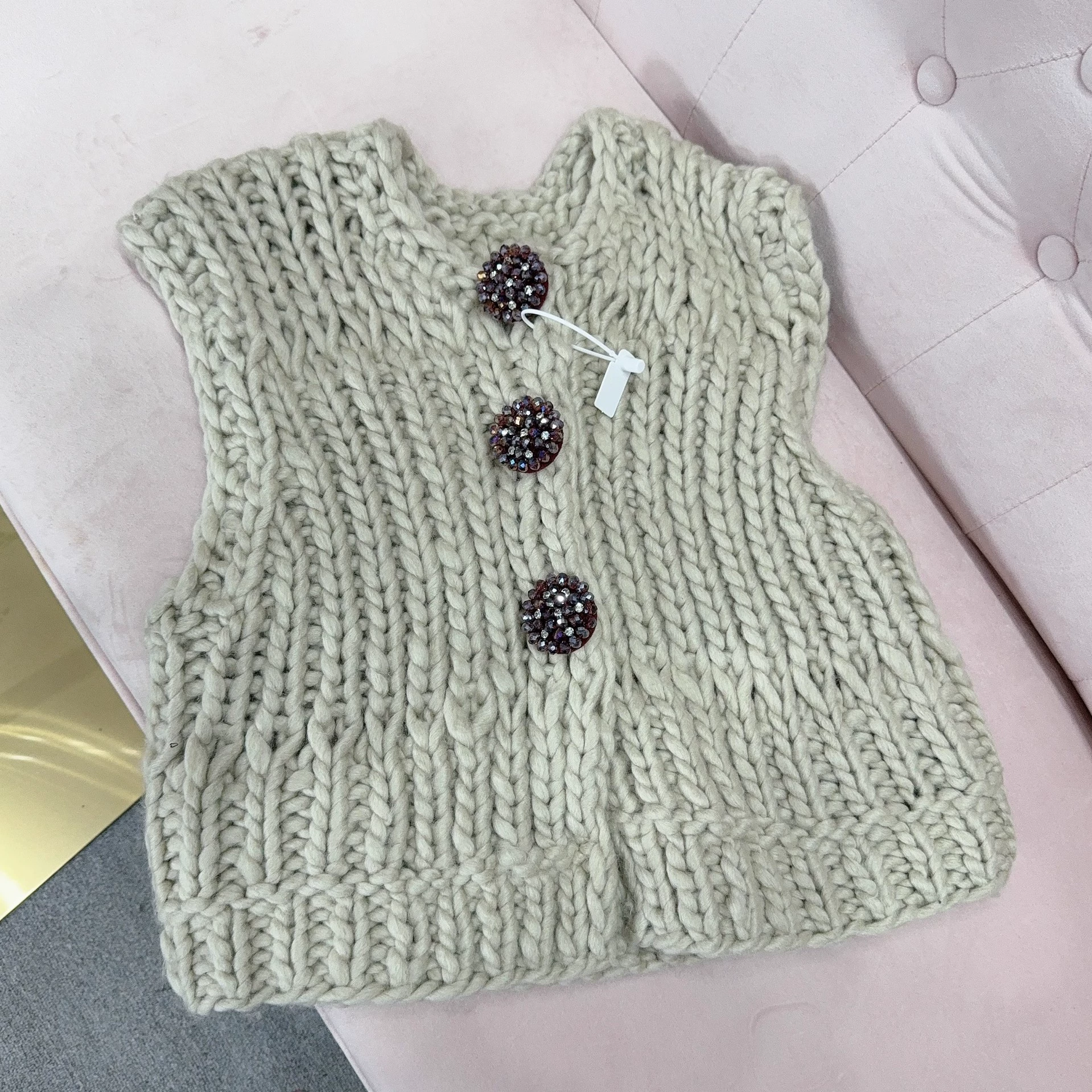 «Qempel» мериносовая шерсть handmade толстый стык жилет жилет топ
