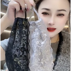 女性用日焼け止めマスク、夏用、薄手、通気性、ファッショナブル、洗える、トレンド、ハーフフェイスカバー、レース、小顔マスク