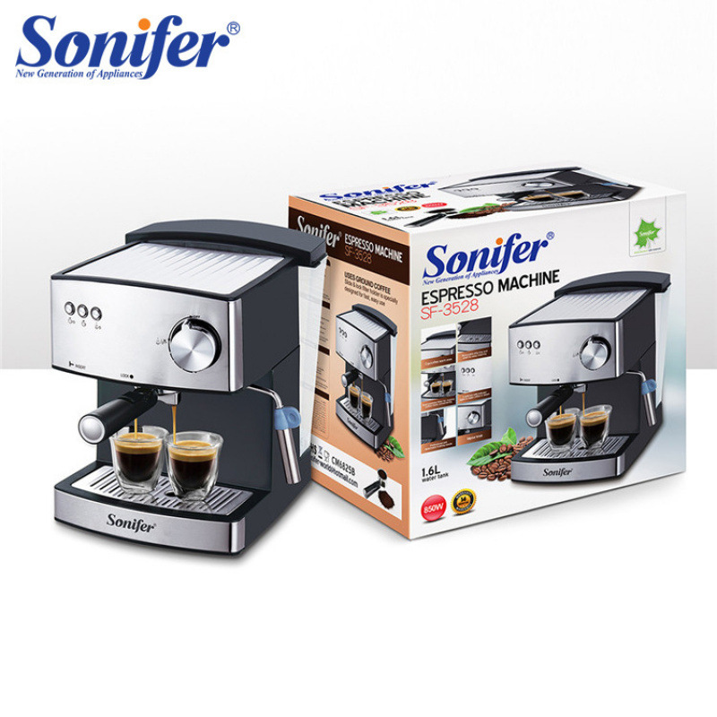 Sonifer espresso coffee machine, a small, manual, semi-automatic coffee maker for home use, with latte art and milk frothing capabilities Sonifer espresso coffee machine, a small, manual, semi-automatic coffee maker for home use, with latte art and milk frothing capabilities