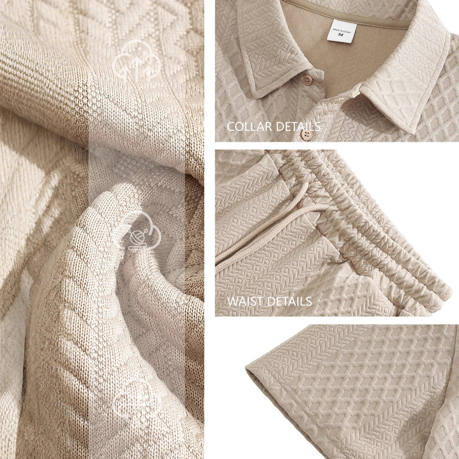 Transfronterizos TK ropa de hombre primavera y verano nuevo estilo de hombre casual T-set de comercio exterior Jacquard delgado con solapa de manga corta pantalones cortos set hombre