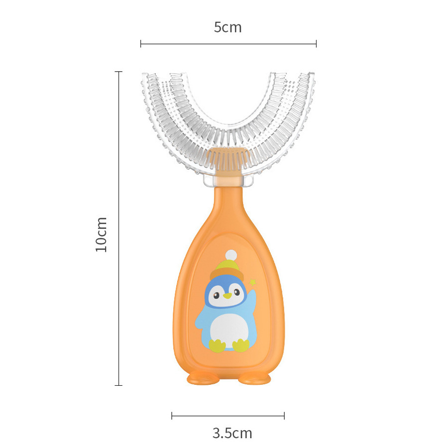 Nuevo cepillo de dientes manual en forma de U para niños, cepillo de dientes de silicona, cepillo de limpieza bucal para bebés, herramienta de cepillado con cerdas suaves para sujetar en la boca.