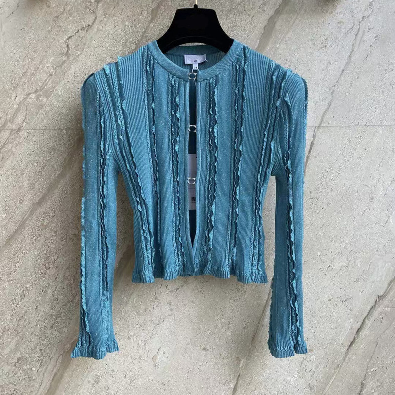 High-End Chanel-Style Starry Sky Shimmer Jacket, Popular Slim-Fit Stretch Knit Long-Sleeve Short Cardigan Top High-End Chanel-Style Starry Sky Shimmer Jacket, Popular Slim-Fit Stretch Knit Long-Sleeve Short Cardigan Top