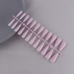 跨境24片條狀全貼穿戴甲亮面長款芭蕾假指甲片T型純色貼片美甲