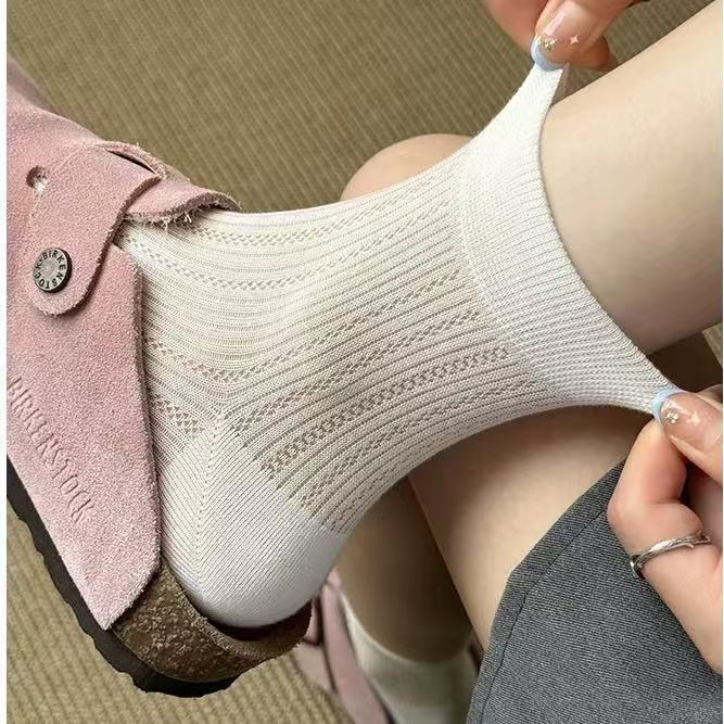 Cute Ballet-Style Socks for Women, Summer Thin Hollow Mesh Breathable Short Socks, 2025 New Summer Pure Cotton Short Socks