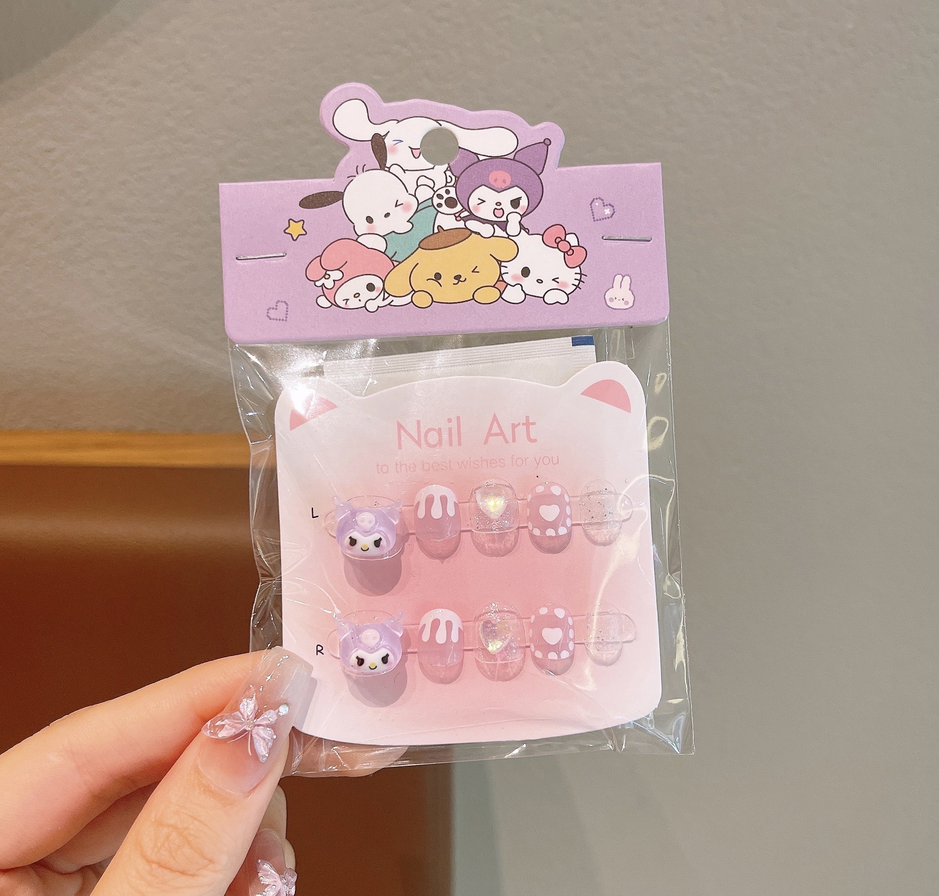 Niños Sanrio pegatinas de uñas para niñas Cullome pegatinas desmontables impermeables para niñas parches de manicuras autoadhesivos