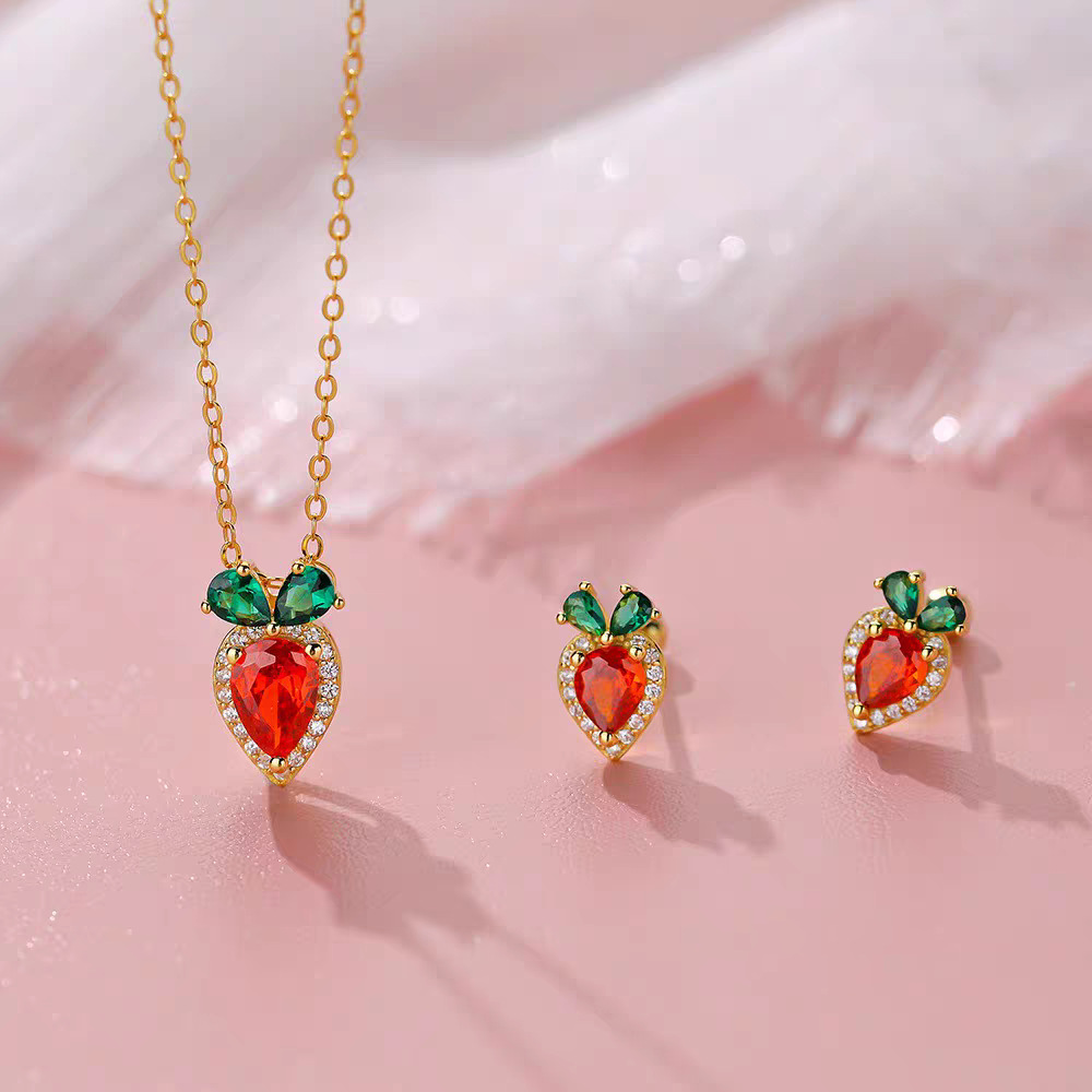 可愛鋯石胡蘿蔔項鍊女甜美輕奢高級感吊墜小眾設計鎖骨鏈精緻頸鏈