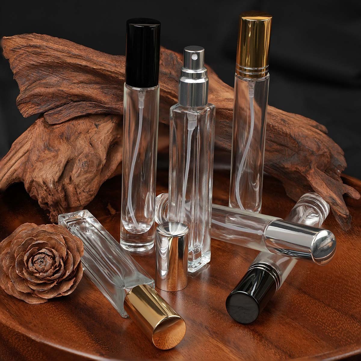 透明10ML香水空瓶高档香水瓶圆形出口高级喷雾瓶化妆品高端玻璃瓶