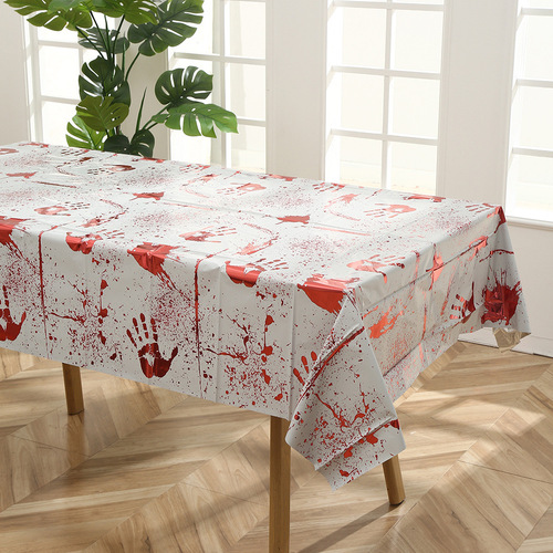 Small Halloween theme party PE tablecloth dessert table decoration disposable tablecloth plastic rectangular tablecloth