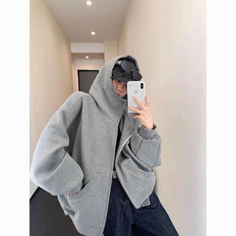 Faggot Autumn New American Style High-end Sense Stylish Shape Air Layer Wide Edition Large Edition Hooded Jacket Niche Jacket for Women