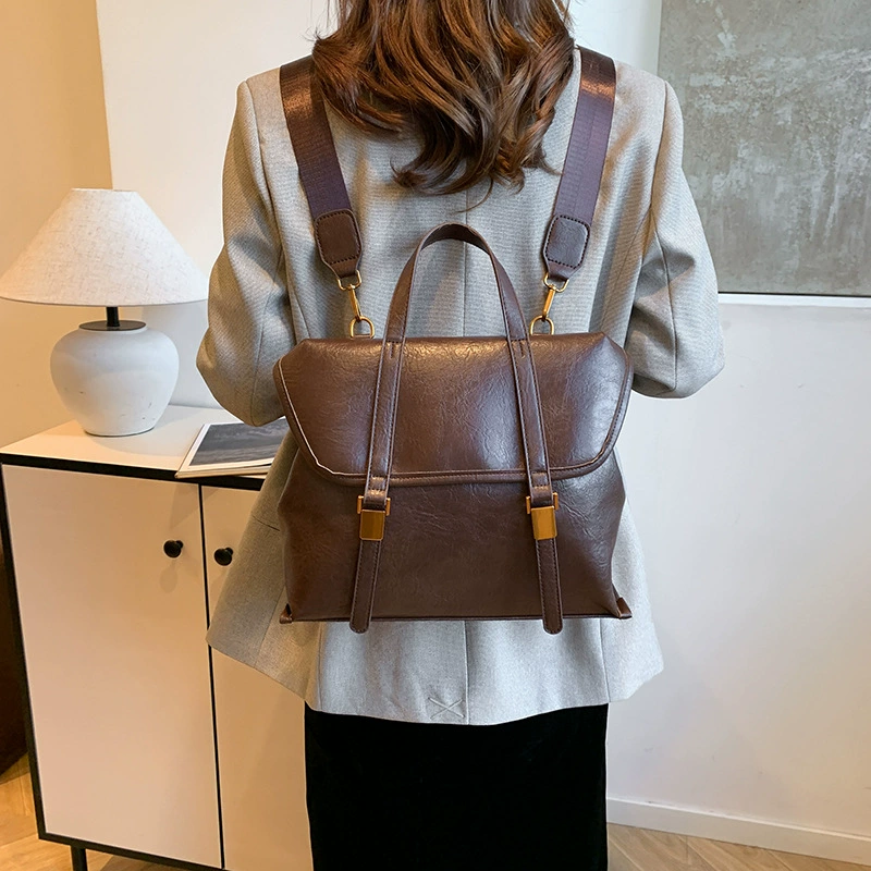 Retro shoulder bag, capacious handheld backpack