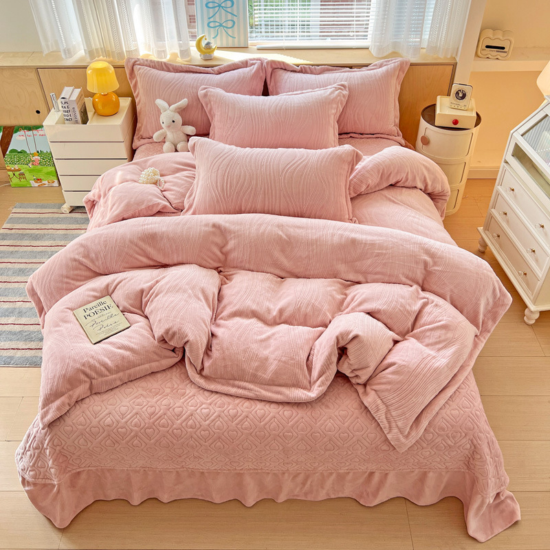 Class a Classy Milk Velvet Four-Piece Set for Winter Warm Baby Flannel Thickeneded Bed Sheetss, Quilt Covers, Bed Covers for Bed Class a Classy Milk Velvet Four-Piece Set for Winter Warm Baby Flannel Thickeneded Bed Sheetss, Quilt Covers, Bed Covers for Bed