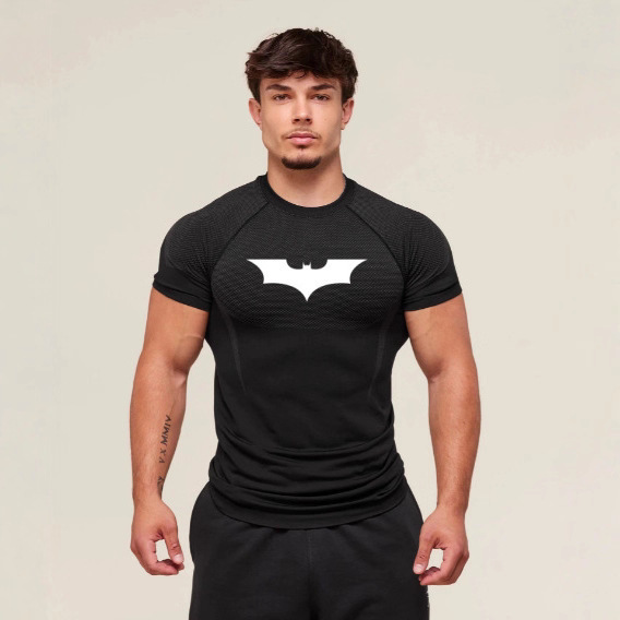Wide Batman Print Cross-Border Manufacturer Sells Men's Fitness Tight-Fitting T-Shirts, Quick-Drying High-Elastic Sports Tops, and Sweatshirts Wide Batman Print Cross-Border Manufacturer Sells Men's Fitness Tight-Fitting T-Shirts, Quick-Drying High-Elastic Sports Tops, and Sweatshirts