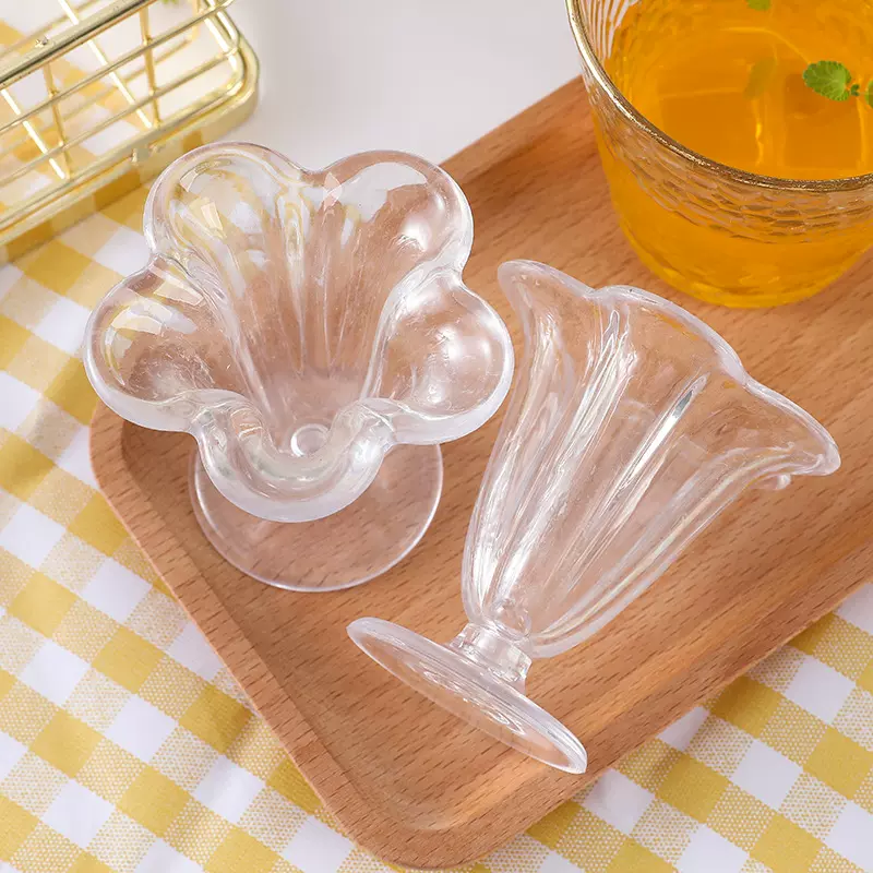 仿真大梅花杯亚克力高脚杯大冰杯黏土DIY水果杯冰激凌圣代杯