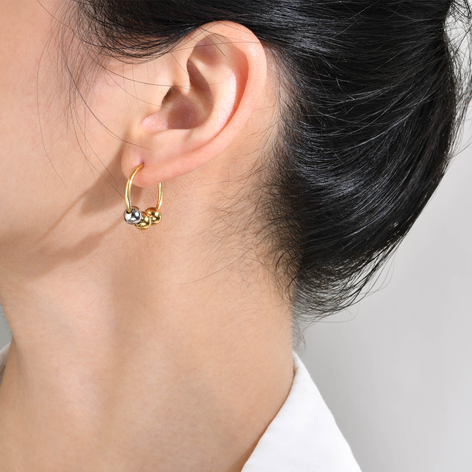 Hoop Earrings Classification 1 Pair Quantity 1 Pair Simple Style Ball Plating 201 Stainless Steel Hoop Earrings