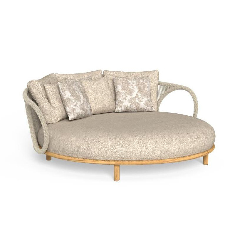 Sofá de ratán al aire libre Teak Garden Hotel Designer Ocio Lazy Bed Mesa de centro Balcón Muebles combinados