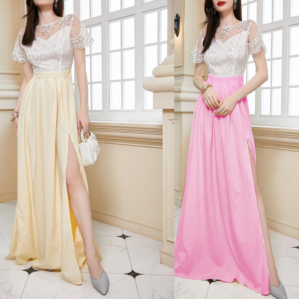 Comercio exterior europeo y americano sexy vestido otoño nuevo encaje boda Vestido de manga corta de dama de honor banquete vestido de noche transfronteriza
