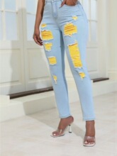 Z 6257 Street Style Ripped Jeans �ƶ�ţ�п� �羳ŷ��