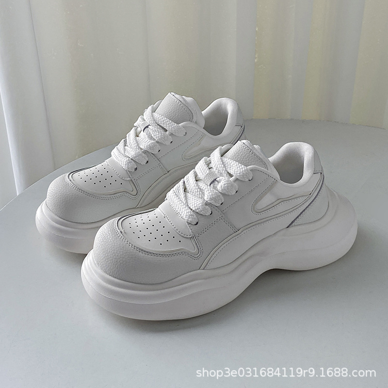 2024 Summer New Explosions European Station Thick Bottom Increased Casual sneaker Women's Lightweight Breathable Soft Bottom White Shoes