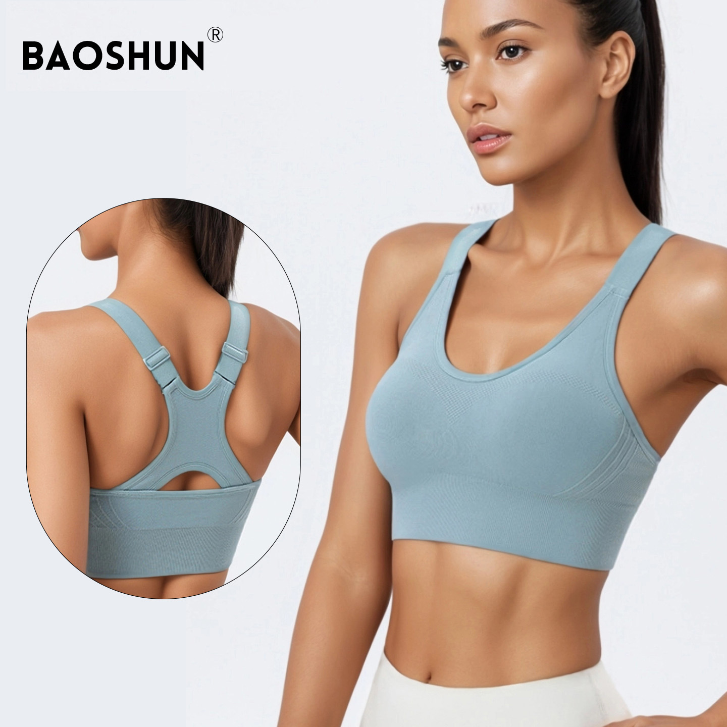 跨境工字美背运动内衣聚拢防震文胸可调节无钢圈瑜伽大码健身内衣
