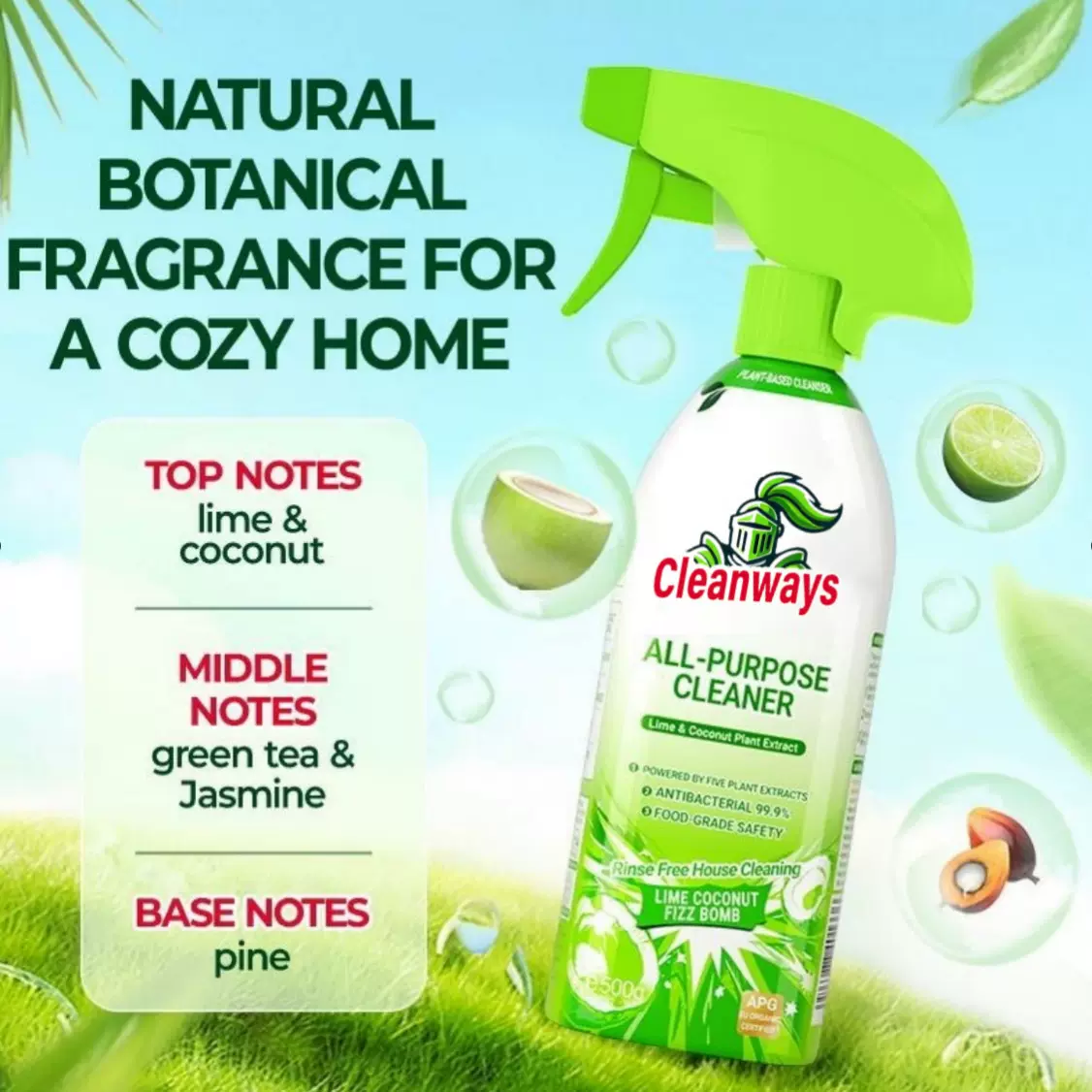 跨境东南亚多用途清洁剂冰箱微波炉电饭煲强效去污天然植物青椰香