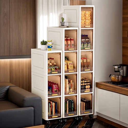 Storage cabinet modern large capacity foldable cabinet multi-layer transparent storage cabinet clothes toys narrow slot cabinet multi-layer foldable