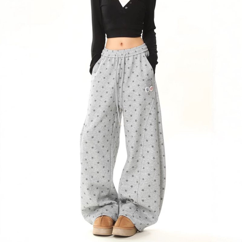 American-Style Sports Star Badge Print Sweatpants for Women 2026 Relaxed Wide-Leg Pants Loose Drapey Casual Pants American-Style Sports Star Badge Print Sweatpants for Women 2026 Relaxed Wide-Leg Pants Loose Drapey Casual Pants