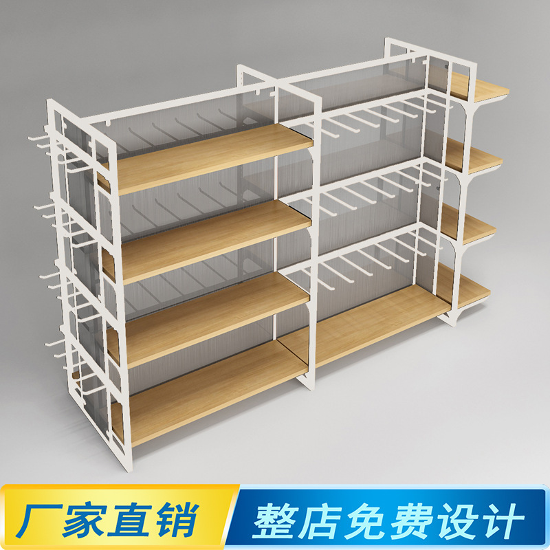 Mingchuang Premium Boutique Stationery Shelf Jewelry Display Rack Double-sided Nakajima Steel and Wood Supermarket Container Display Cabinet