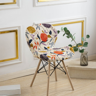 Modern Simple Thickened Printed Chair Cover Household Elastic Arc Butterfly Chair Cover Finished One-Piece Hair