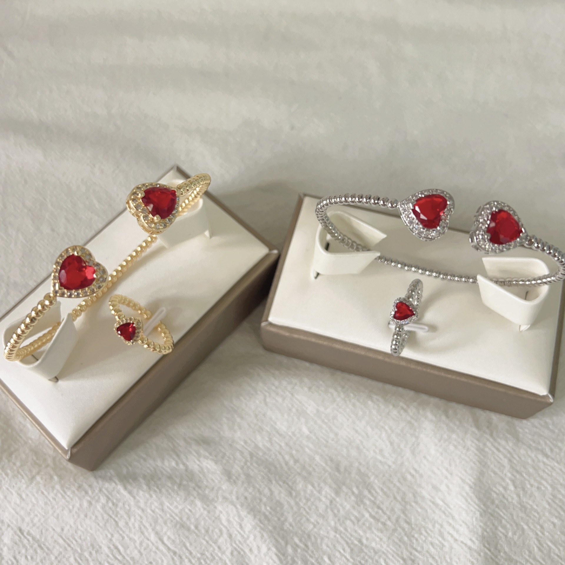 Casual Occasion Copper 18K Gold Plated Simple Style Plating Inlay Heart Shape Zircon Jewelry Set