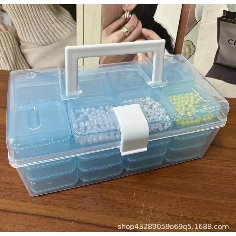 32 グリッド透明プラスチック収納ボックス大容量ポータブル透明ボックス文具衣類雑貨収納ボックス|undefined
