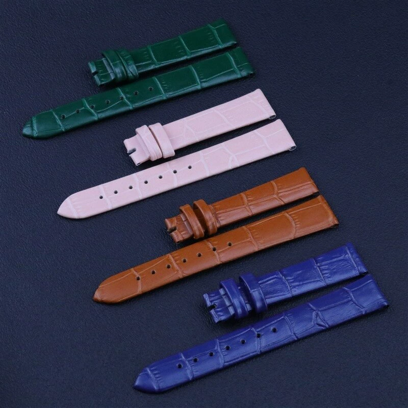 无 Watch strap, bamboo green blue double-sided leather accessory, genuine leather, 8-20mm, cowhide