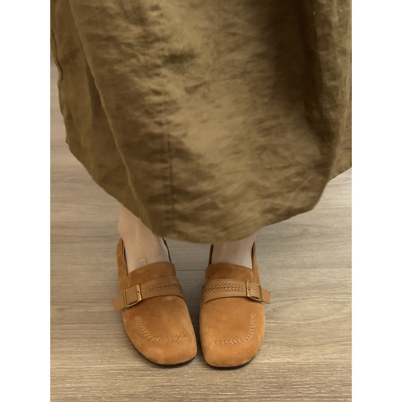 Retro Round-toe Suede Slip-on Loafers For Women Comfortable Flat_voghion.com
