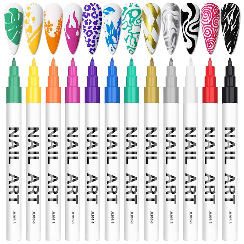 Wholesale manicure 12 PCs colorful painting brush nail polish drawing art color DIY watercolor pen suit