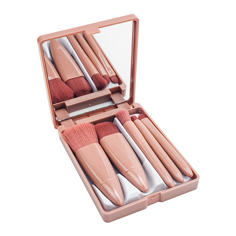 MINI pequeño espejo caja de almacenamiento portátil de maquillaje cepillo fuente de fábrica Caja de espejo de 5 piezas cepillo de viaje