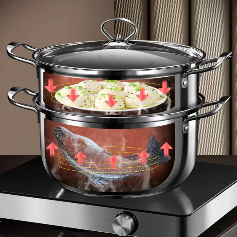304 upgraded version of the special thick soup steamer stainless steel single -layer two -layer steamer soup pot milk cooker boiled porridge pot Student hot pot