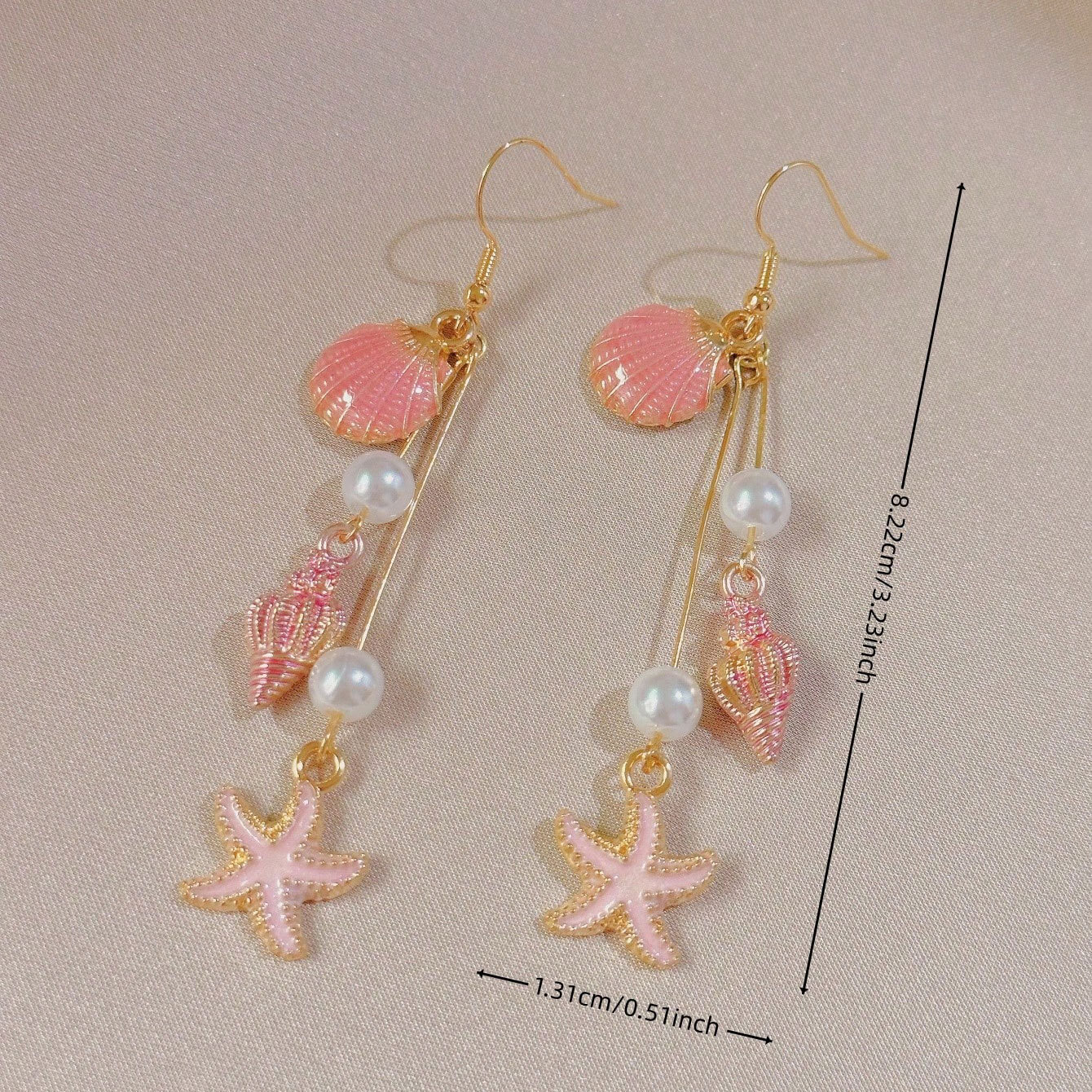 Orecchini a conchiglia bohémien pink girly stile y2k donna_voghion.com