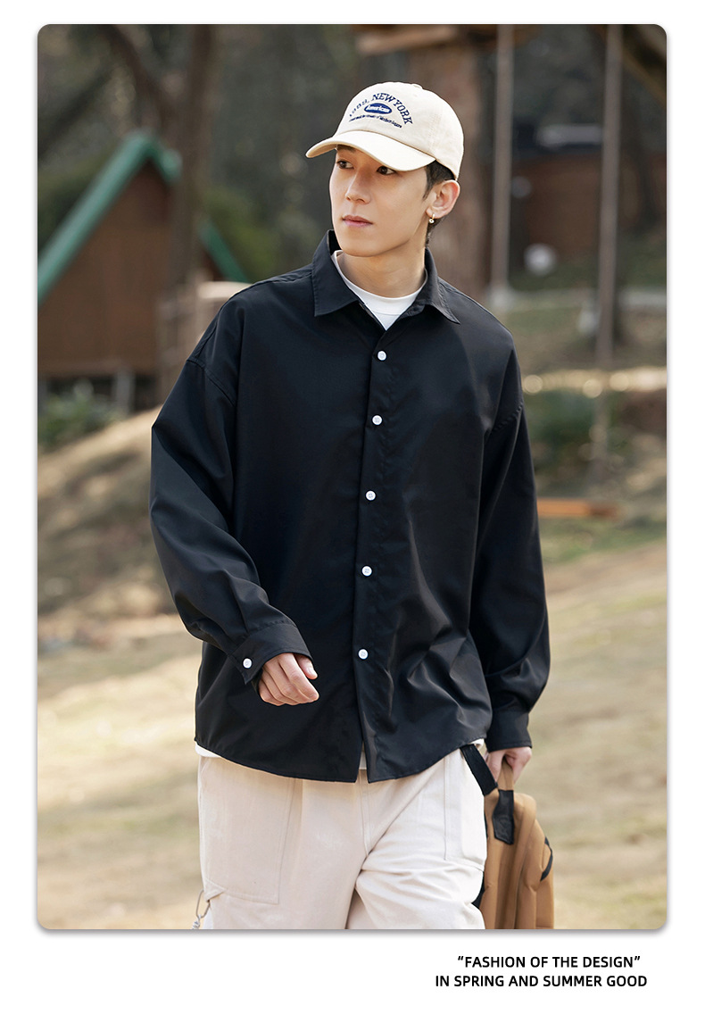 Goryeo silk drape long sleeved shirt 2024 spring/summer new texture trendy brand loose top jacket for men_voghion.com
