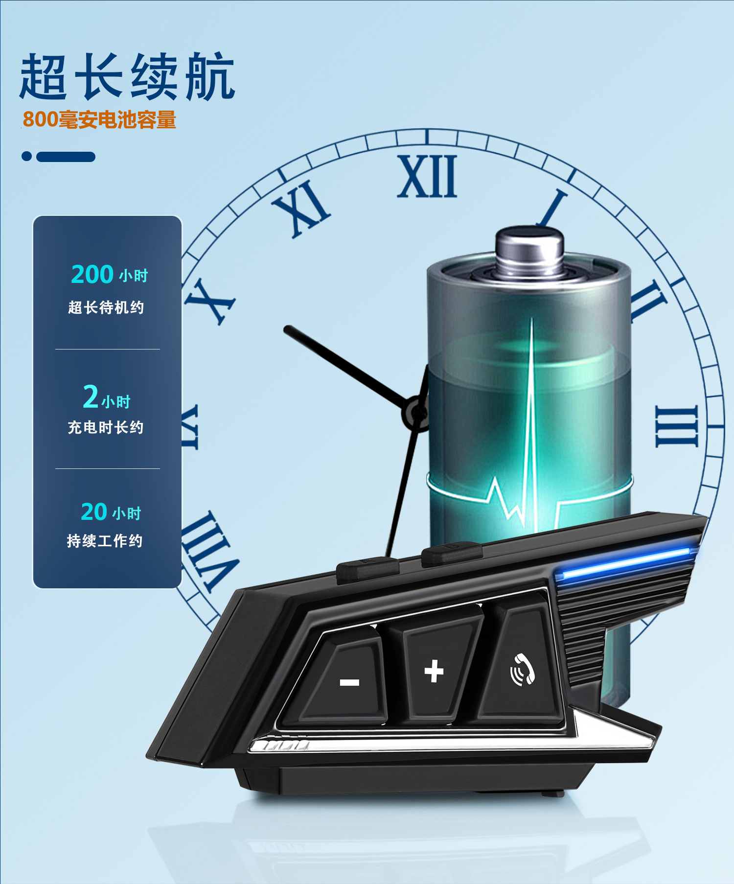 Cross-border helmet Bluetooth headset motorcycle Bluetooth music headset Bluetooth 5.3 solution 800 mA battery