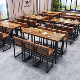 J8 Wall-Mounted Commercial Table and Chair Coffee Shop Bar Table High-Leg Solid Wood Industrial Style Combination Table and Chair Tea G3