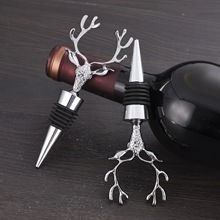 厂家批发特色创意动物锌铝合金酒瓶塞家用金色银色金属鹿头红酒塞