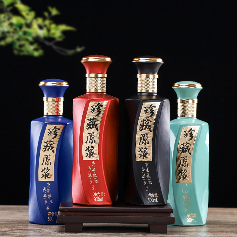 新款玻璃白酒瓶一斤装原浆酒瓶高档宴会酒瓶礼品包装喜酒瓶