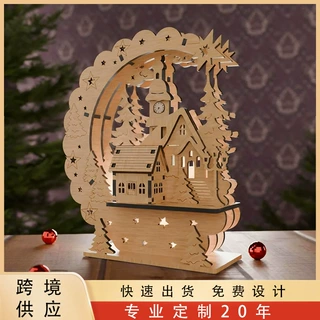 跨境新品圣诞灯桌装饰派对木制装饰品家居摆件木质工艺品