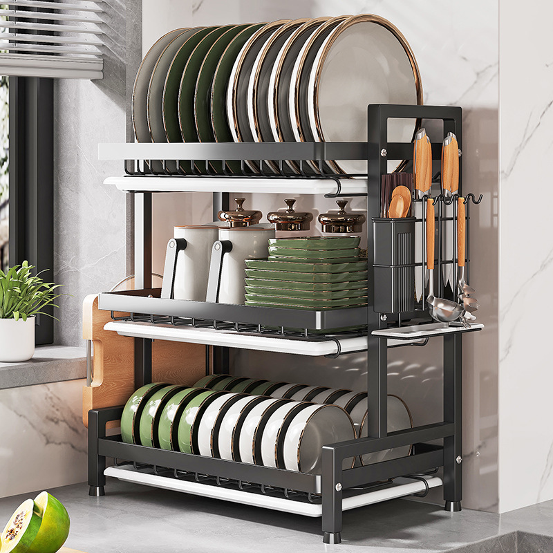 Iron Dish Drying Rack Drainboard Dish Drainers Knife Slots