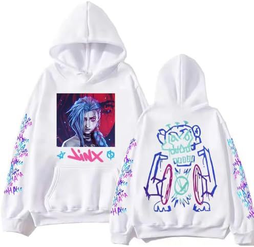ElegancwCLOW Anime Arcane-Jinx Hoodie Harajuku Hip Hop Pullo